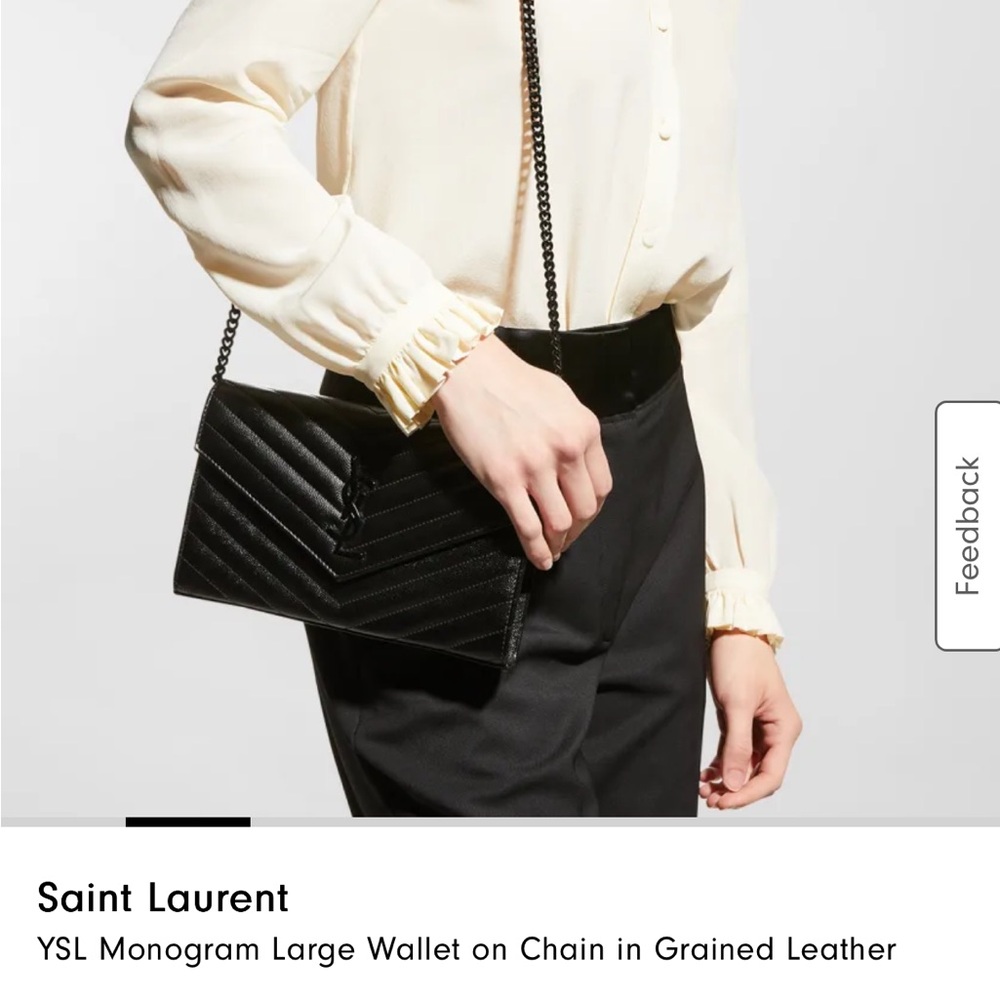 PRE-LOVED Saint Laurent Black Chevron Wallet on Chain